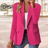 Women Suit Coat Single Button Solid Color Straight Anti Wrinkle Long Sleeve Formal Business OL Commute Style Lady Office Coat Spring Fall Jacket