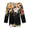 Shirts For Women Trendy V Neck Button T Shirts Casual Printed Summer Tees T Shirt Blouse Three Quarter Sleeve Tops For Women