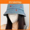 Heart Loving Retro Pattern Fisherman Hat Unisex Denim For Outdoor Activities