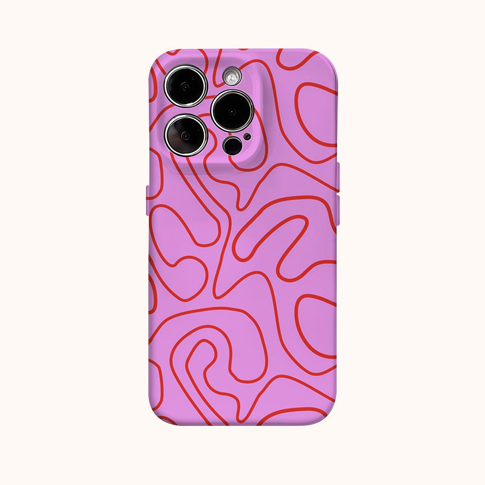 Розовый чехол для телефона с запутанными линиями для IPhone 16 15 14 13 12 11 X XS XR XSMAX 7 8 Pro Max Plus Двухслойная задняя крышка