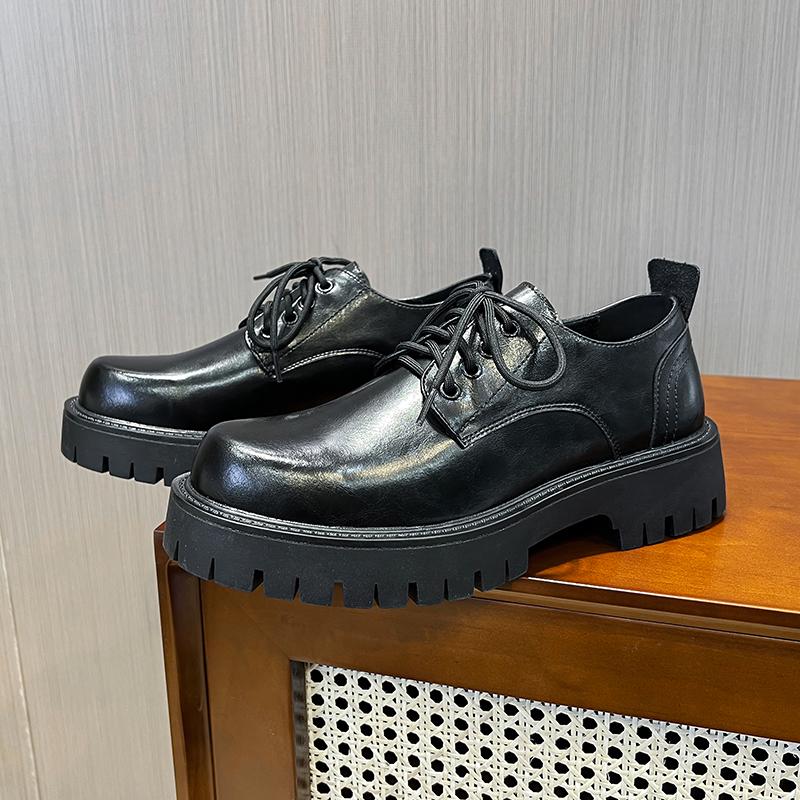 Мужские корейские кожаные туфли-оксфорды на платформе, тапочки на толстой подошве, гоночные повседневные кроссовки с квадратным острым носком, формальная обувь для платья