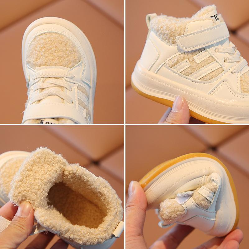 Зимние детские ботильоны для мальчиков и девочек, теплая плюшевая спортивная обувь для бега на открытом воздухе