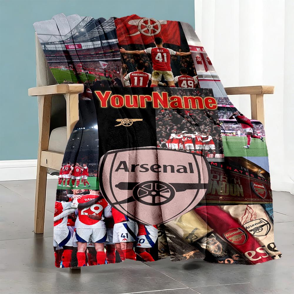 Arsenal Personalized Text Blanket Throw Customizable Blanket Comfortable for Office Chair Office Home Decor Picnics All-Season Use