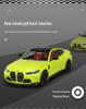 1:24 BMW M4 Diecast Car Model with Shock Absorption, Pull-Back, Steering, Sound, and Light Features.