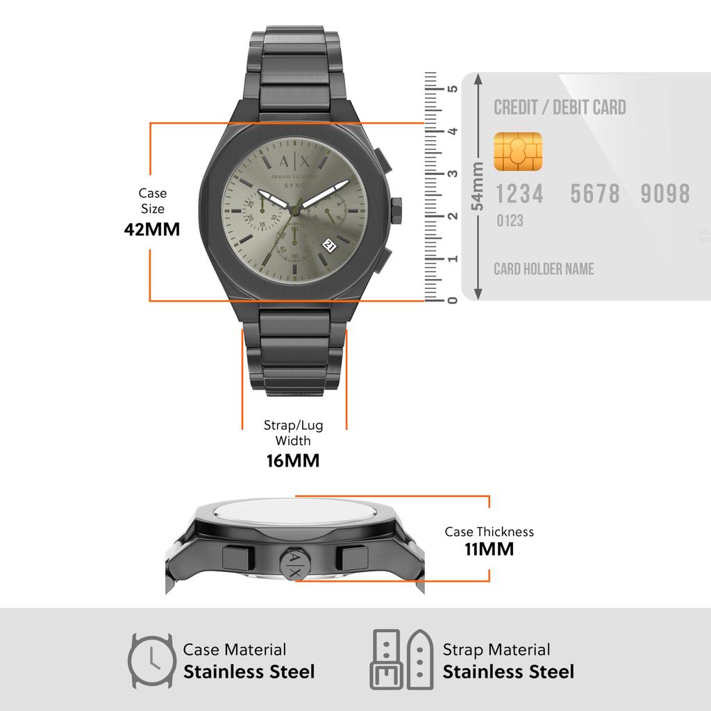 Мужские аналоговые часы Armani Exchange из нержавеющей стали AX4296