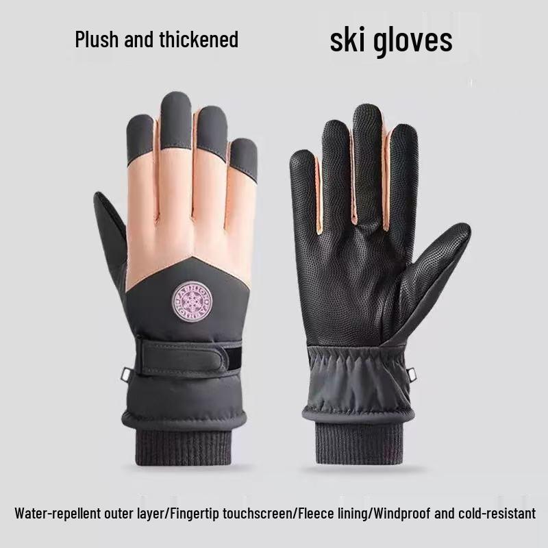 Ветрозащитные водонепроницаемые горнолыжные перчатки для зимней езды на велосипеде, теплые и морозостойкие, с функцией сенсорного экрана и толстой бархатной подкладкой.