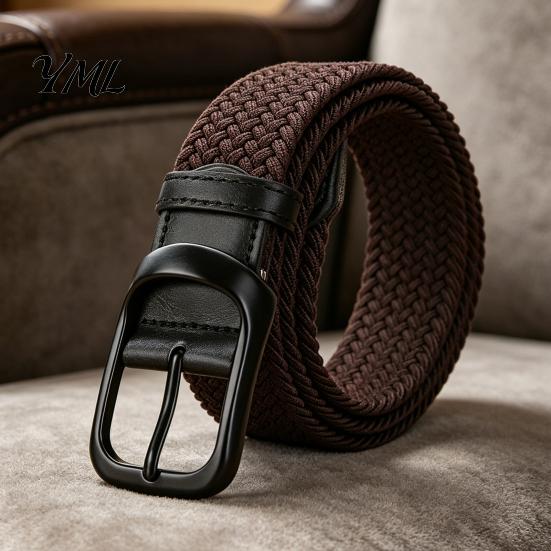 Breathable Elastic Webbing Belt Woven for Women, No Punching Adjustable Waist with Easy Wear Retro Metal Pin Buckle, Casual Stretchy Jeans And Dresses
