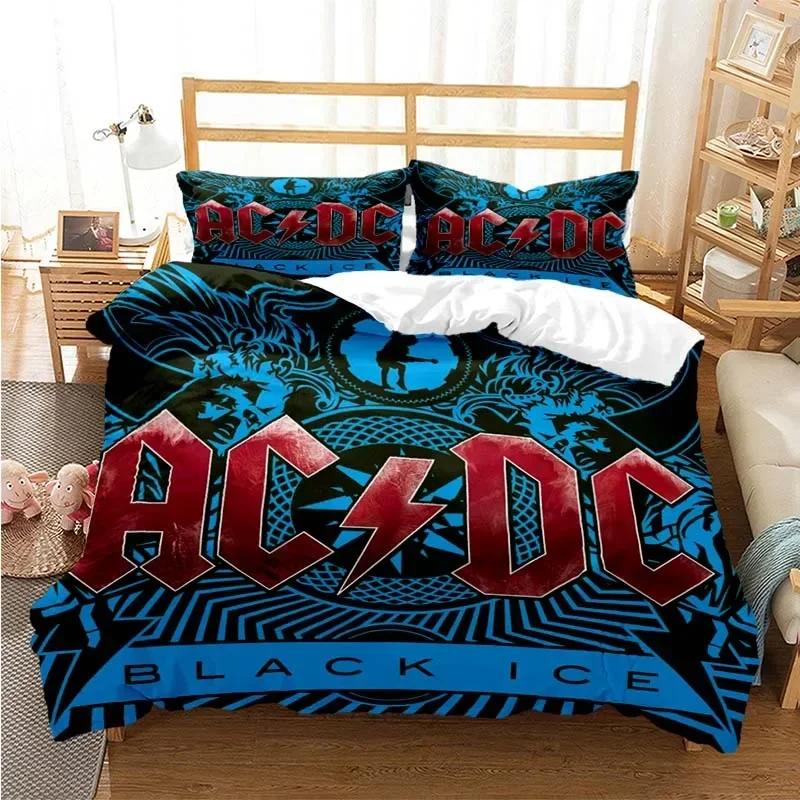 Комплект постельного белья с 3D-печатью AC/DC Rock Band Одинарный Полуторный Двуспальный Квинсайз Кингсайз Кал-Кингсайз Комплект постельного белья