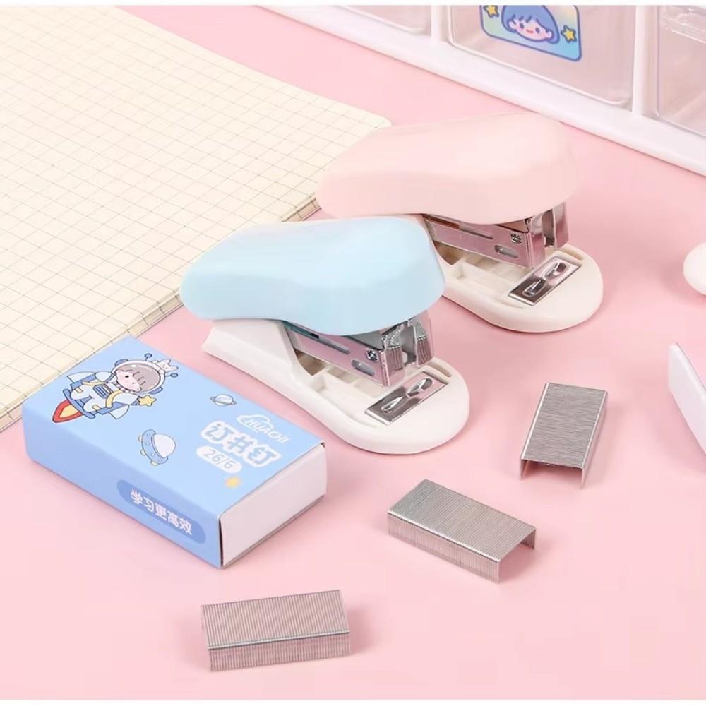 Macaron Color Mini Stapler Cartoon Design Test Paper Stapler Cute Bookbinding Machine School Use