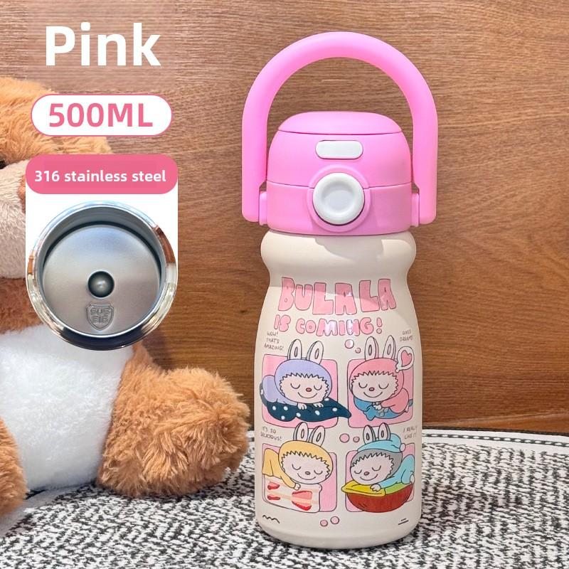Carry Pot, High Value, Cute Double Drink Thermos Cup, Large Capacity Water Cup, Portable Portable Straw