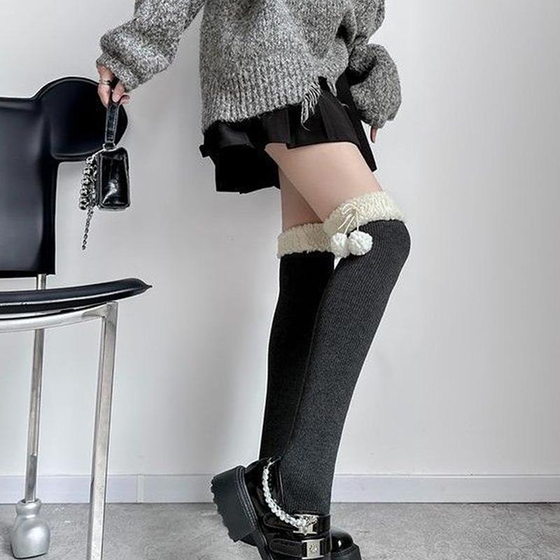 1Pair Thigh High Stockings For Women Trendy Casual Over The Knee Female Long Socks Thermal Warm Cotton Tall Tube Leggings