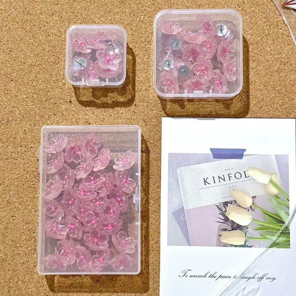 10/20/30Pcs 3D Board Push Pin DIY Pink Flower Push Pins Portable Decorative Studs  Stationery