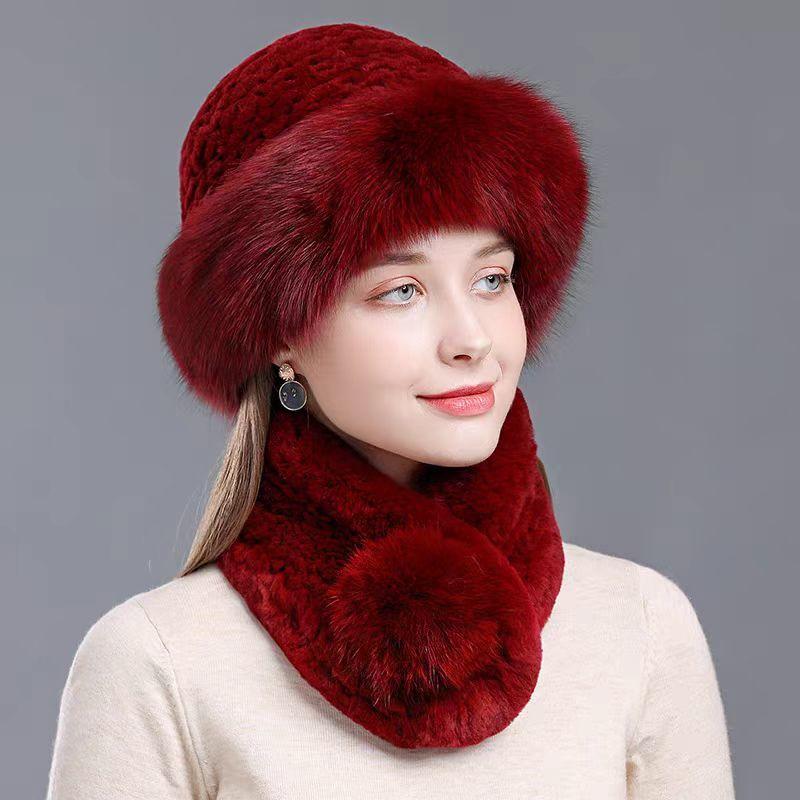 Женская Шапка Шапка из Искусственного Меха Лисы Зимняя Extra Толстая Стиль Ladieswear Монгольский Берет Шарф и Шапка-Бассейн Баотоу Ветрозащитная и Снегозащитная Шапка