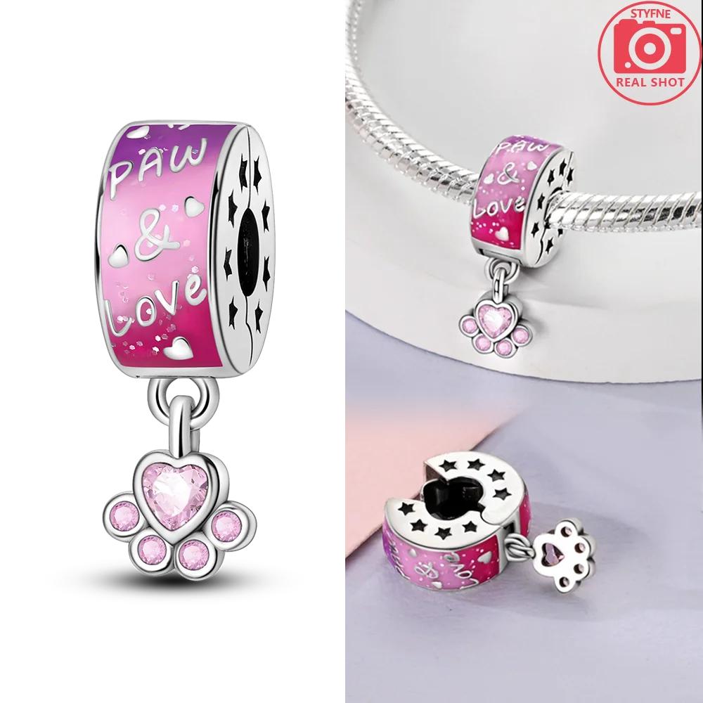 Медные Оригинальные Шармы Любовь Сердце Собака Кошка Лапы Подвеска Бусины Подходят для Браслета Mula DIY Ювелирные Изделия Для Женщин Подарок