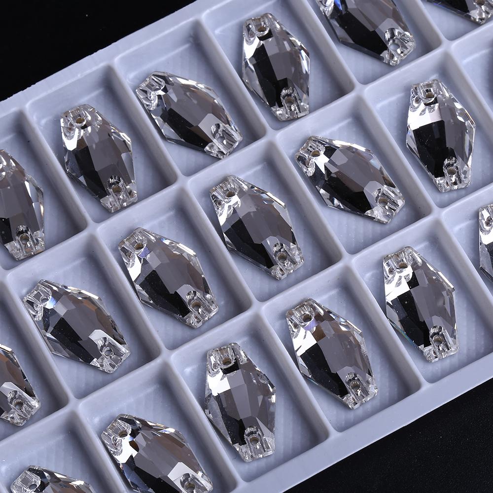 Xulin 11*18mm 17*28mm  Hexagon Shape Sew on Crystal Gems Stone for Clothes