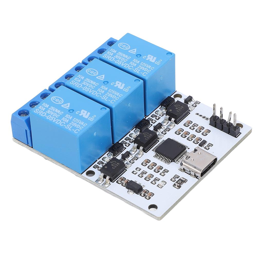 USB Relay Module 3 Channel Type C to Serial Port Control Relay Module with Overcurrent Optocoupler Protections