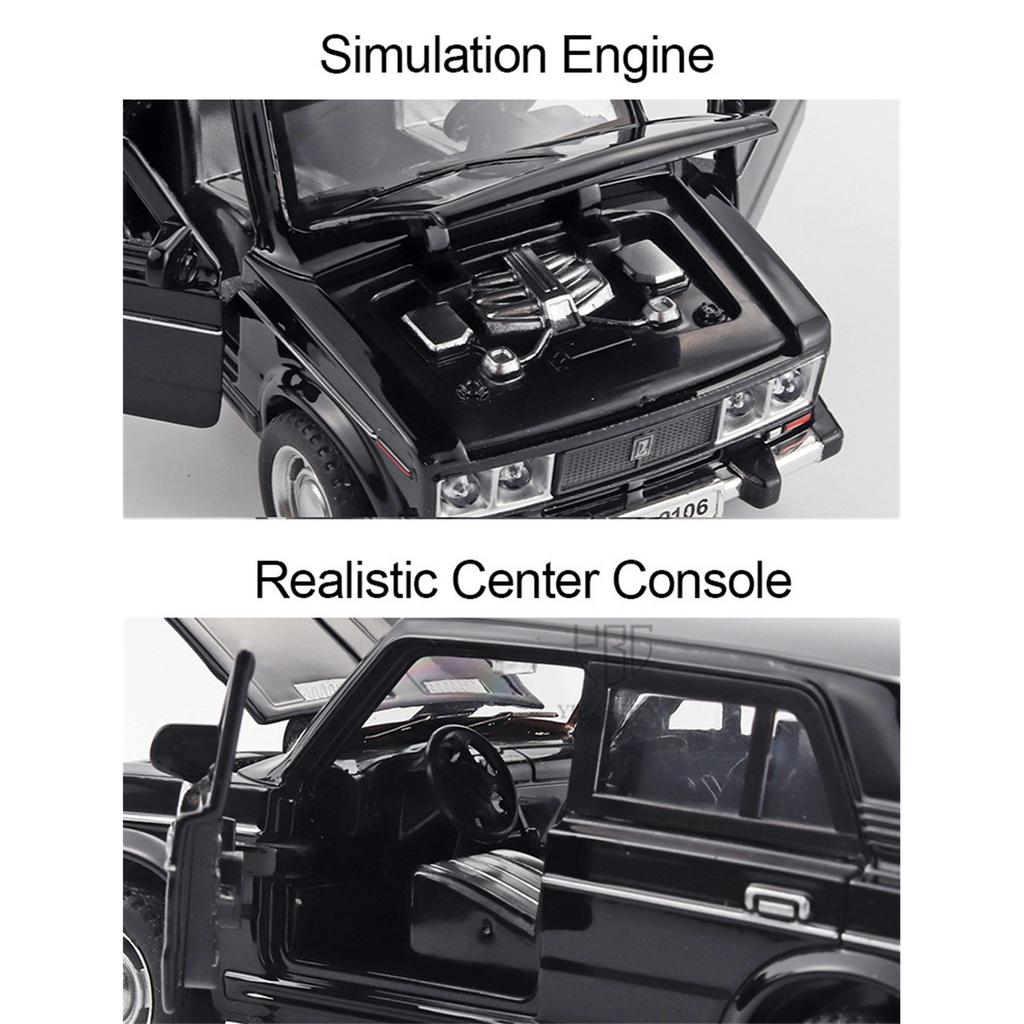 1/32 Scale LADA 2106 Diecast Car Model Toy, Pull Back Toy Vehicle with Sound and Light for Kids Toddler Boys Girls Gift Collection