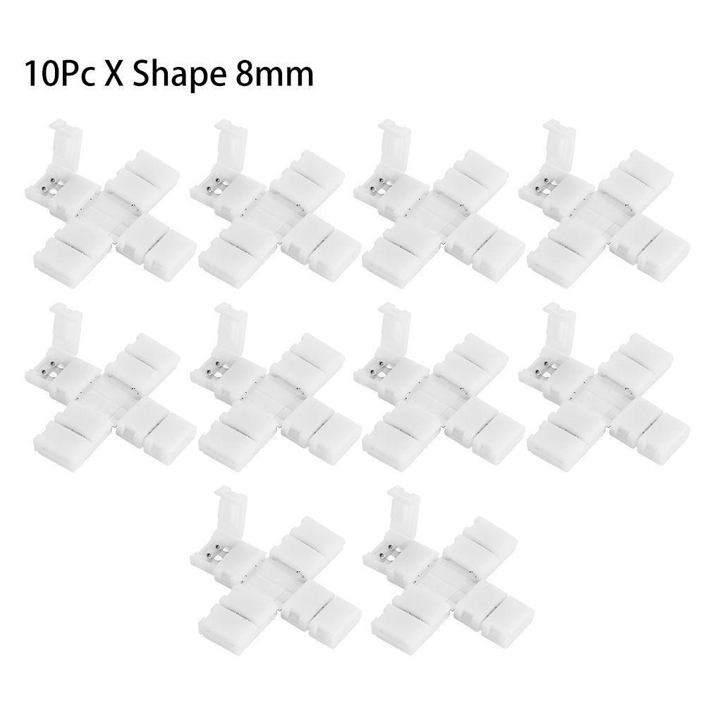 1/5/10Pcs New Clip-on Coupler Solderless 2Pin PCB LED Strip Connector 8mm 10mm