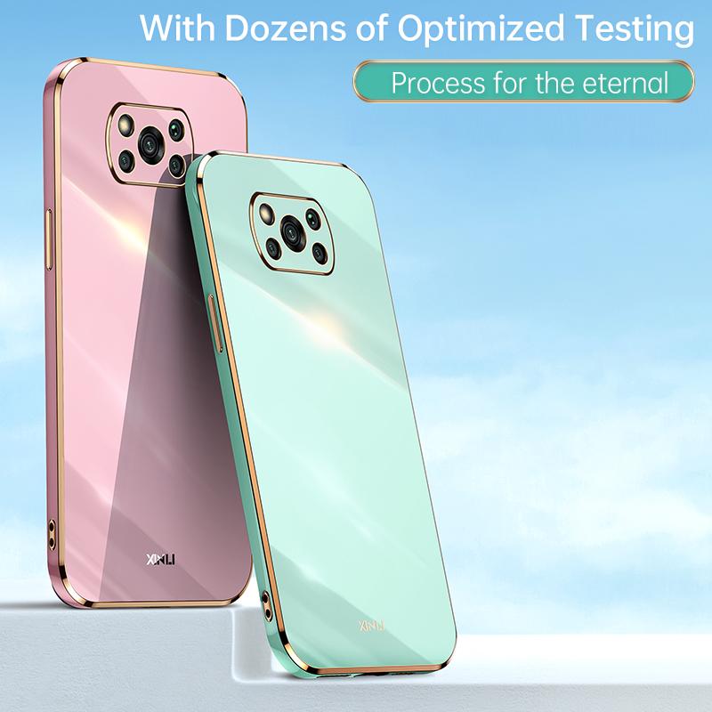 Чехол для телефона с золотой рамкой и покрытием для Xiaomi Mi Poco X3 Pro Nfc Gt F3 X3pro X 3 5g X3nfc, роскошный мягкий силиконовый чехол на заднюю панель