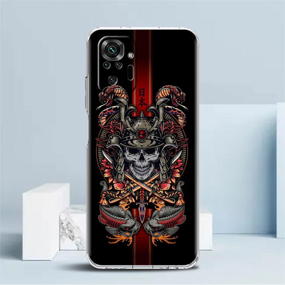 Чехол с маской самурая Они для Xiaomi Redmi Note 11 Pro 10 9 9S 8 8T 7 9A 9C 9T 10 10C K40, прозрачный мягкий чехол из ТПУ