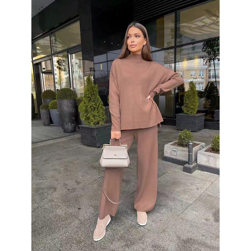 New Autumn and Winter Russian Loose Sweater Trousers Set Knited Sweater and Pants Set