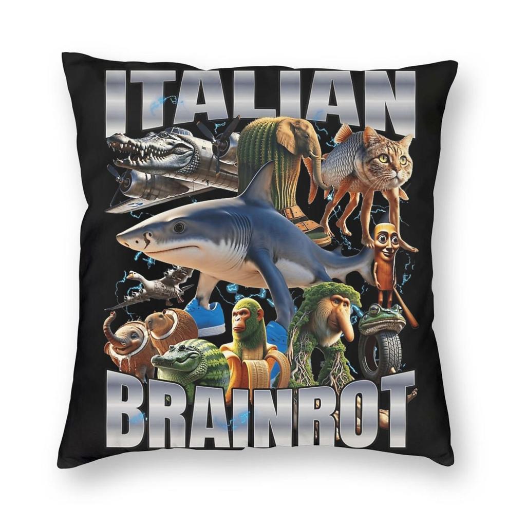 Tralalero Tralala Funny Shark Meme Pillowcase Printing Polyester Cushion Cover Decor Italian Brainrot Memes Pillow Case Cover