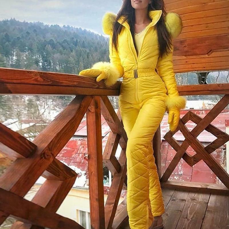 Зимний сноубордический комбинезон Зимний уличный женский комбинезон с капюшоном Ветрозащитный Водонепроницаемый лыжный костюм для сноубординга Пешего туризма Женский лыжный