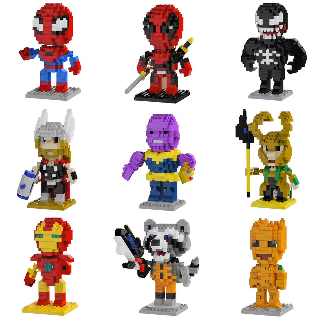 Marvel Legends Строительные блоки lega Дэдпул Человек-паук Строительные блоки Железный человек Локи Мультяшные персонажи Игрушки Для детей Подарки