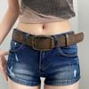 Vintage Embossed Belt Fashion Casual PU Leather Belt Versatile Adjustable Metal Buckle Belt Waist Decoration for Women