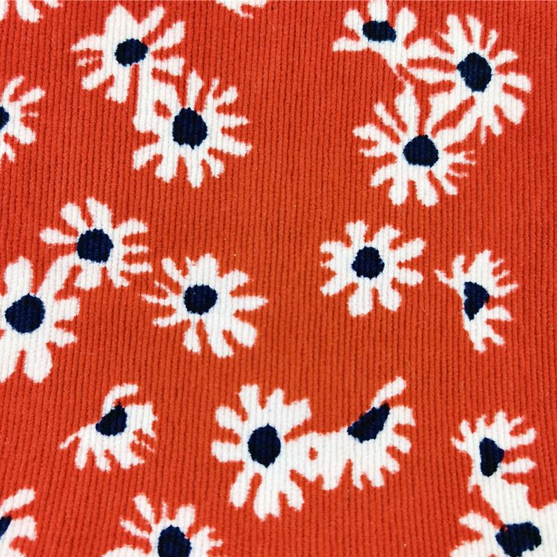 100*150cm Small Daisy Flower Printing Fabric Pastoral Style Velvet Cotton Corduroy Fabric For Diy Sewing Apparel Dress