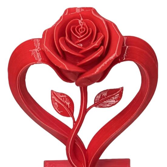 Heart Shaped Rose Statue, 3D Printed Eternal Love Flower Art, Romantic Resin Sculpture for Home Decor, Valentine's Gift for Women