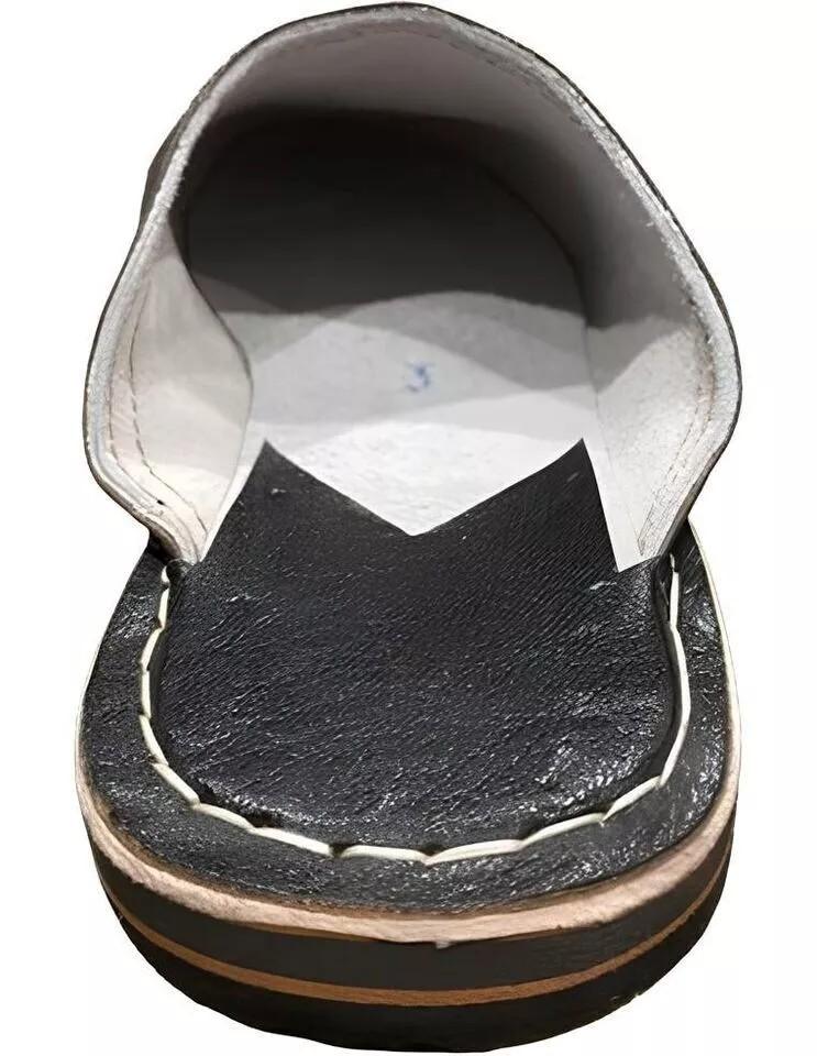 Марокканские тапочки Babouches из кожи с круглым носком – 100% ручная работа в Марокко Берберы – Черный