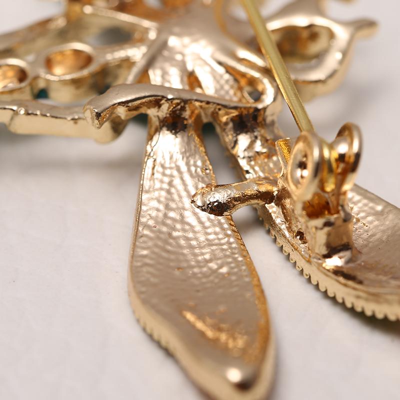 Модные броши в виде стрекозы для женщин, винтажные зеленые, фиолетовые эмалированные кристаллы, брошь в виде насекомых, булавки, ювелирные изделия в виде животных, украшения