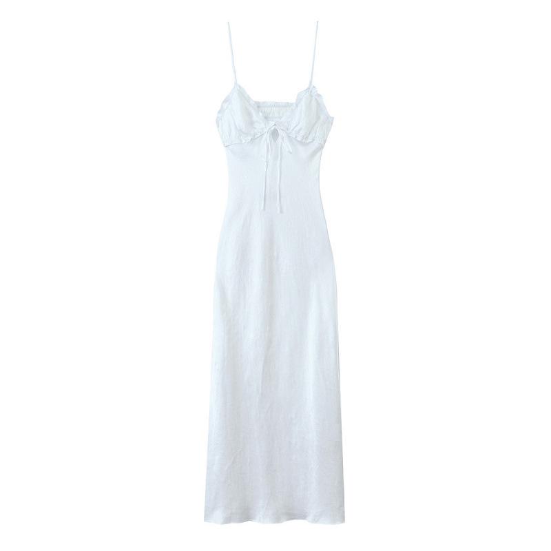 European & American Style Layered Silk Satin Spaghetti Strap Dress