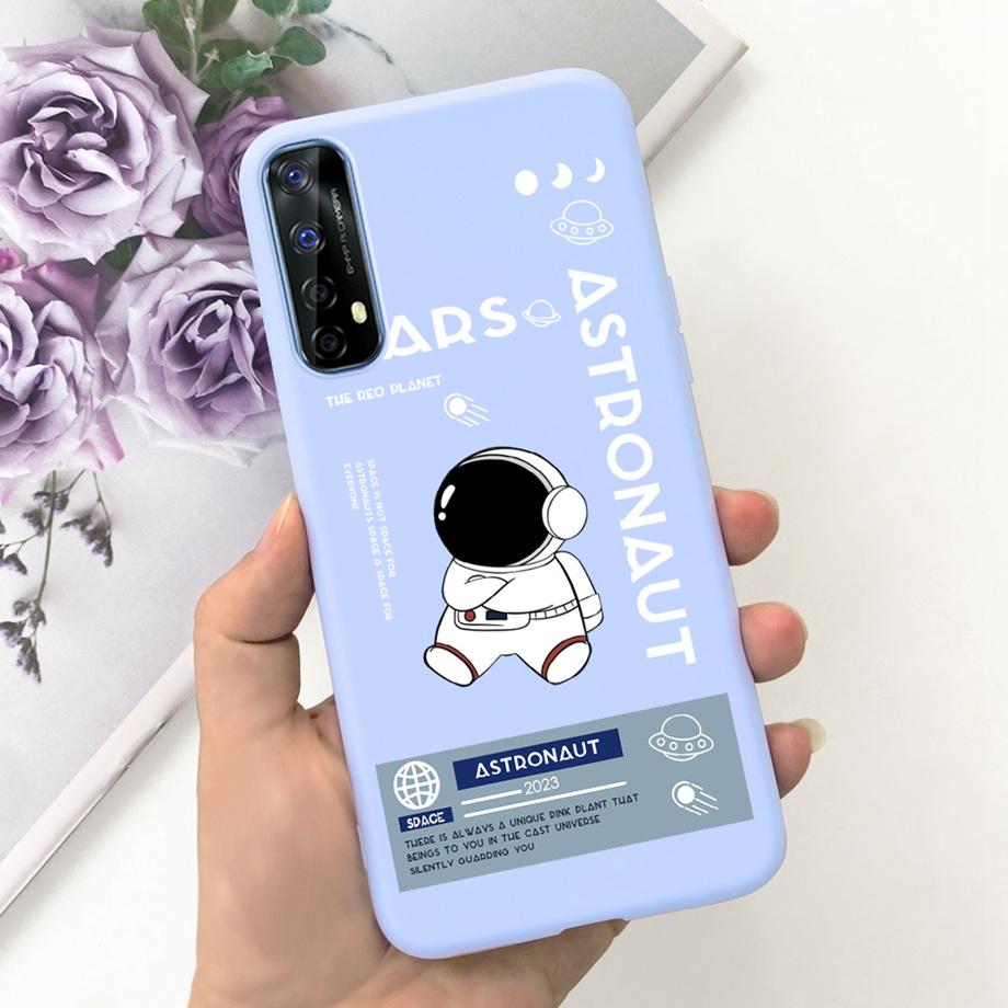 For Realme 7 4G Global Version Case Matte Liquid Silicone Bumper Shell For Realme7 RMX2155 Back Cover Lovely Cat Design Fundas