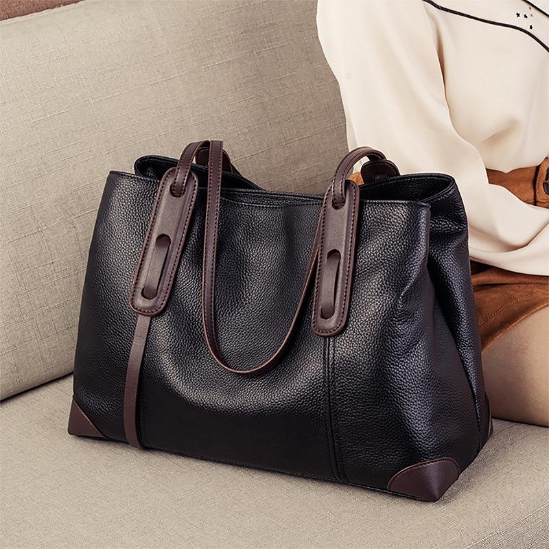 Genuine Leather Tote Bag Luxury Designer Women's Shoulder Bag Large Capacity Women Bags High Quality Soft Cowhide Female Handbag