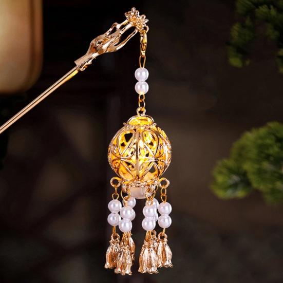 Женская палочка для волос, винтажный традиционный китайский дворец, форма фонаря, кулон, декор из искусственного жемчуга, кисточка, изысканные вилки для волос, платье Ханфу