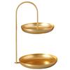 2 Tier Iron Fruit Serving Tray Waterproof Multi Tier Storage Platter for Coffee Table Party Gold