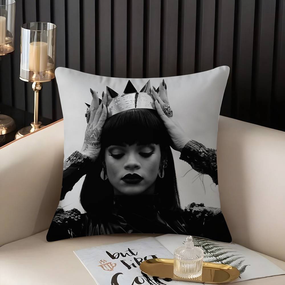 Популярная певица R_Rihanna Наволочка для дома, общежития, спинки стула, короткий плюш, двусторонняя печать, подушка для офисного сна