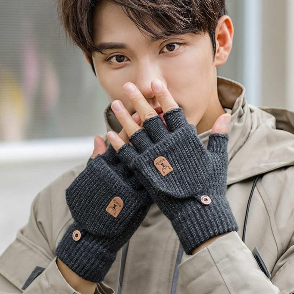 Knitted Warm Gloves Solid Color Skiing Gloves New Flip Flap Gloves  Unisex