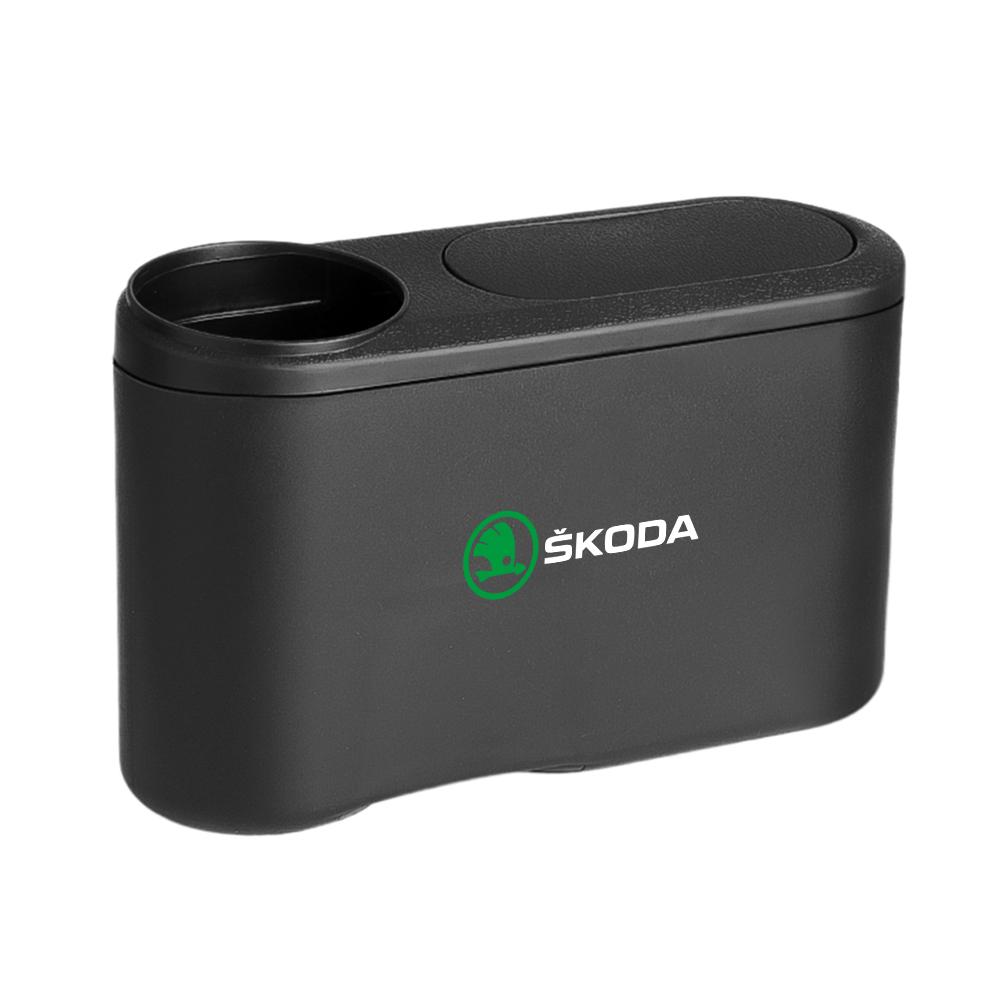 For Skoda S Octavia A5 3 2 VRS Vision Kodiaq Favorit Rapid Fabia Car Trash Can Hanging Trash Bin With Drink Holder Organizer Box ES7