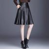Elegant High Waist A-Line Pleated PU Skirt for Women Plus Size Design