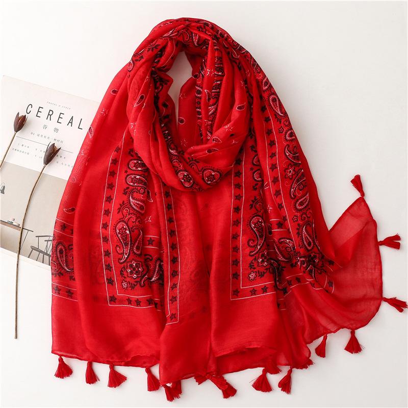 Fashion Bright Striped Line Tassel Viscose Shawl Scarf Lady High Quality Wrap Headband Bufandas Muslim Hijab Sjaal 180*90Cm
