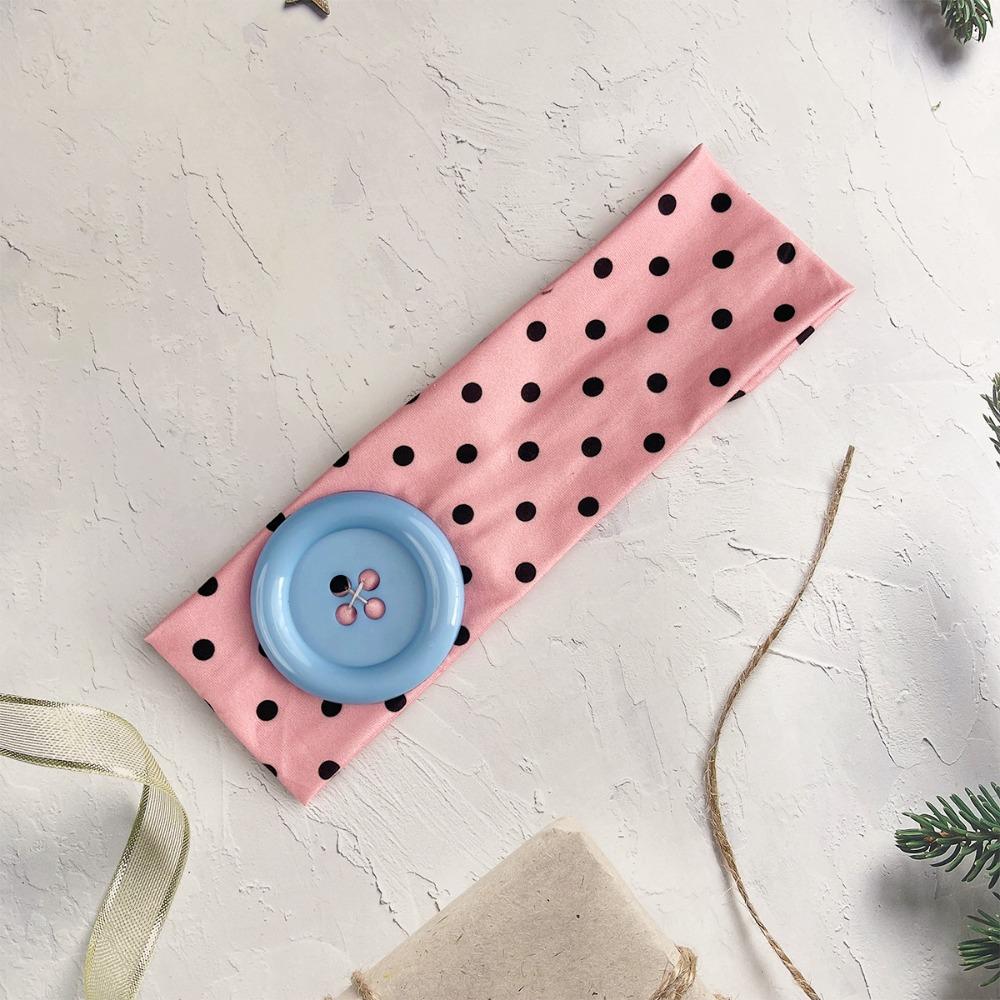 Colorful Elastic Hairband Vintage Style Polka Dot Headband High Quality Button Hairband