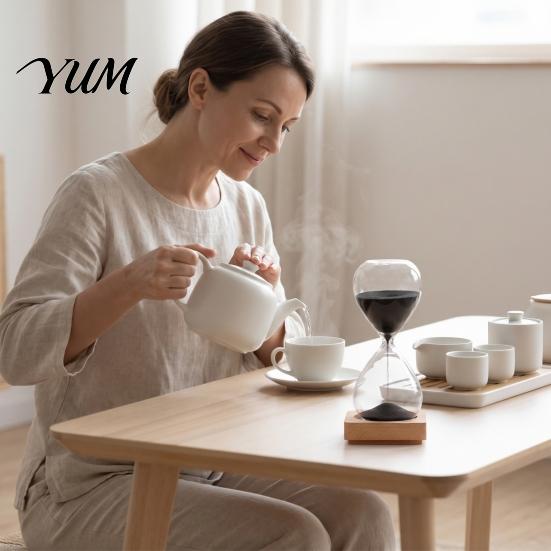 Productivity Timer for Reading 5 Minutes Glass Hourglass with Wooden Base, Modern Decorative Sand Timer, Base Time Management Tool Drop Shape