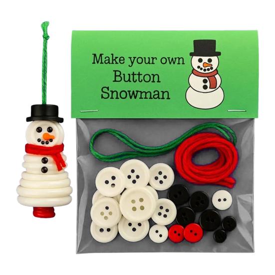 DIY Button Christmas Ornament Kit Stacked Colorful Buttons Christmas Snowman/Santa/Angel/Tree Craft Making Set for Holiday Decor
