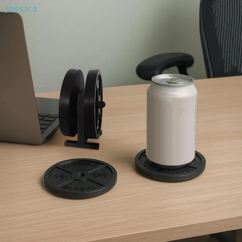 Weightlifting Equipment Design Silicone Coaster Set Round Coasters And Holdersuitable For Kitchen Table Cup Mat
