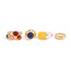 4Pcs/set Vintage Color Resin Gemstone Ring Glossy Metal Surface Metal Wide Band Ring  Boho Style