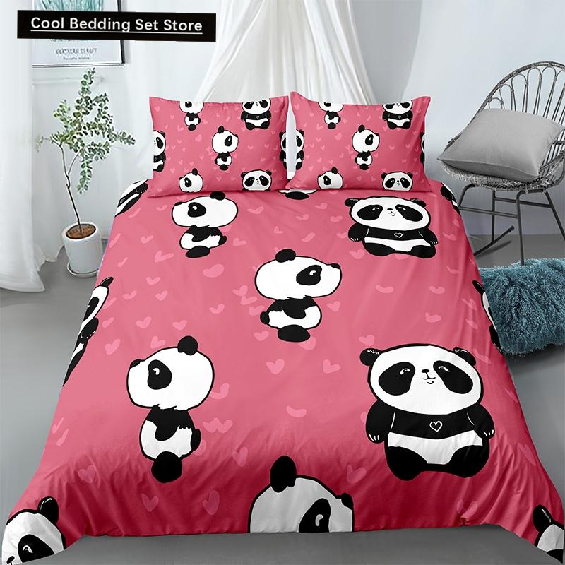Panda Printed 2/3pcs Bedding Set Bamboo Duvet Cover for Adult Child Bedclothes and Pillowcases Comforter Covers Bed Sets King