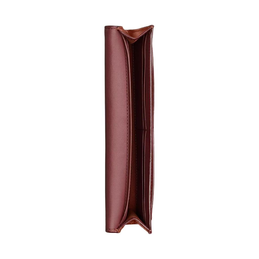 Coach Mila 19 Long Flap Folded Coated Canvas And Calfskin Wallet Women wallet Brass Caramel CAT55-B4XHG